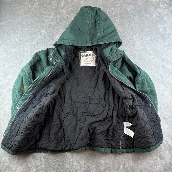 Garage Hunter Green Adjustable Waist Lined Hooded Coat Parka Jacket Size XS - Picture 5 of 10